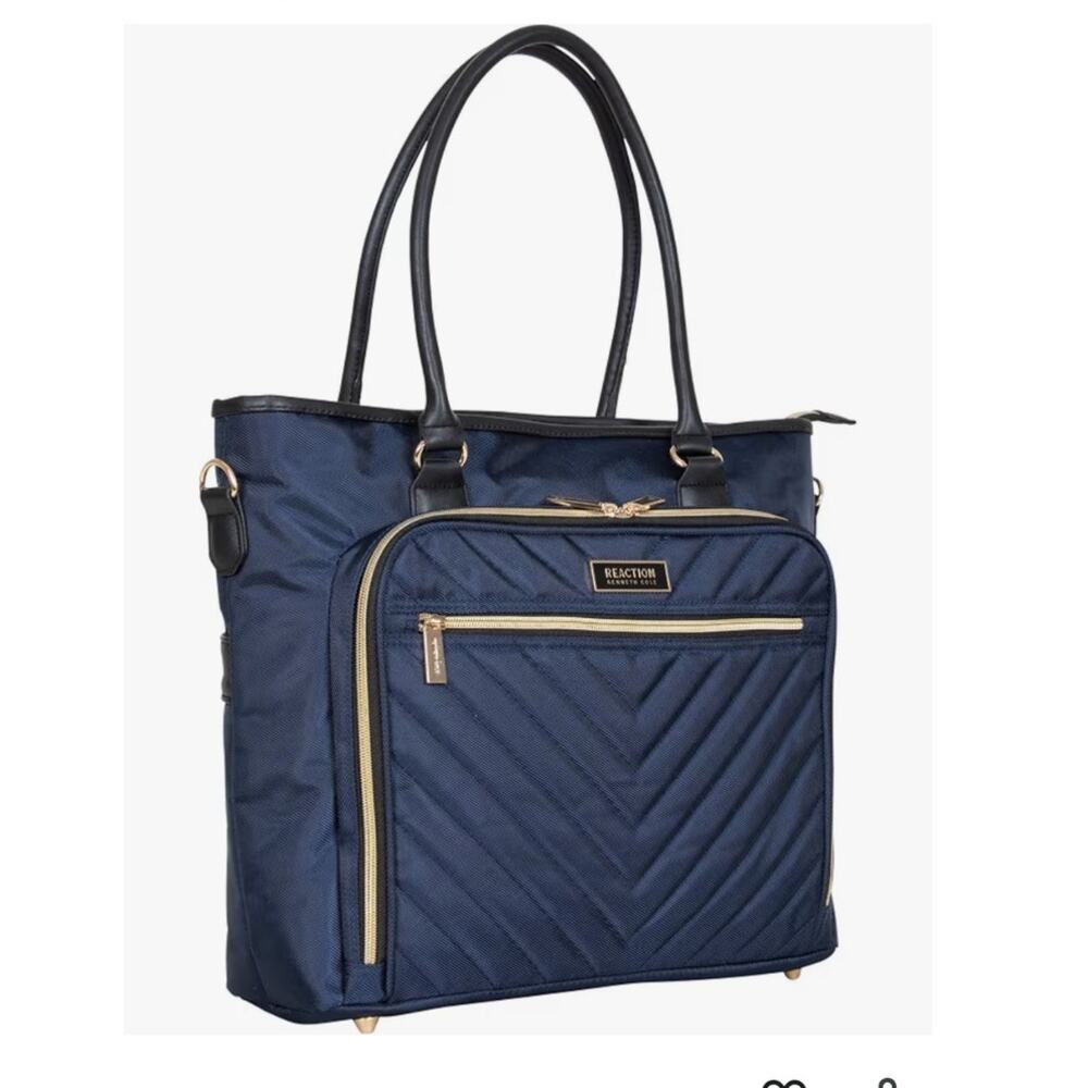 Kenneth Cole Reaction Chelsea Chevron Navy Blue 15" Laptop Tote Bag